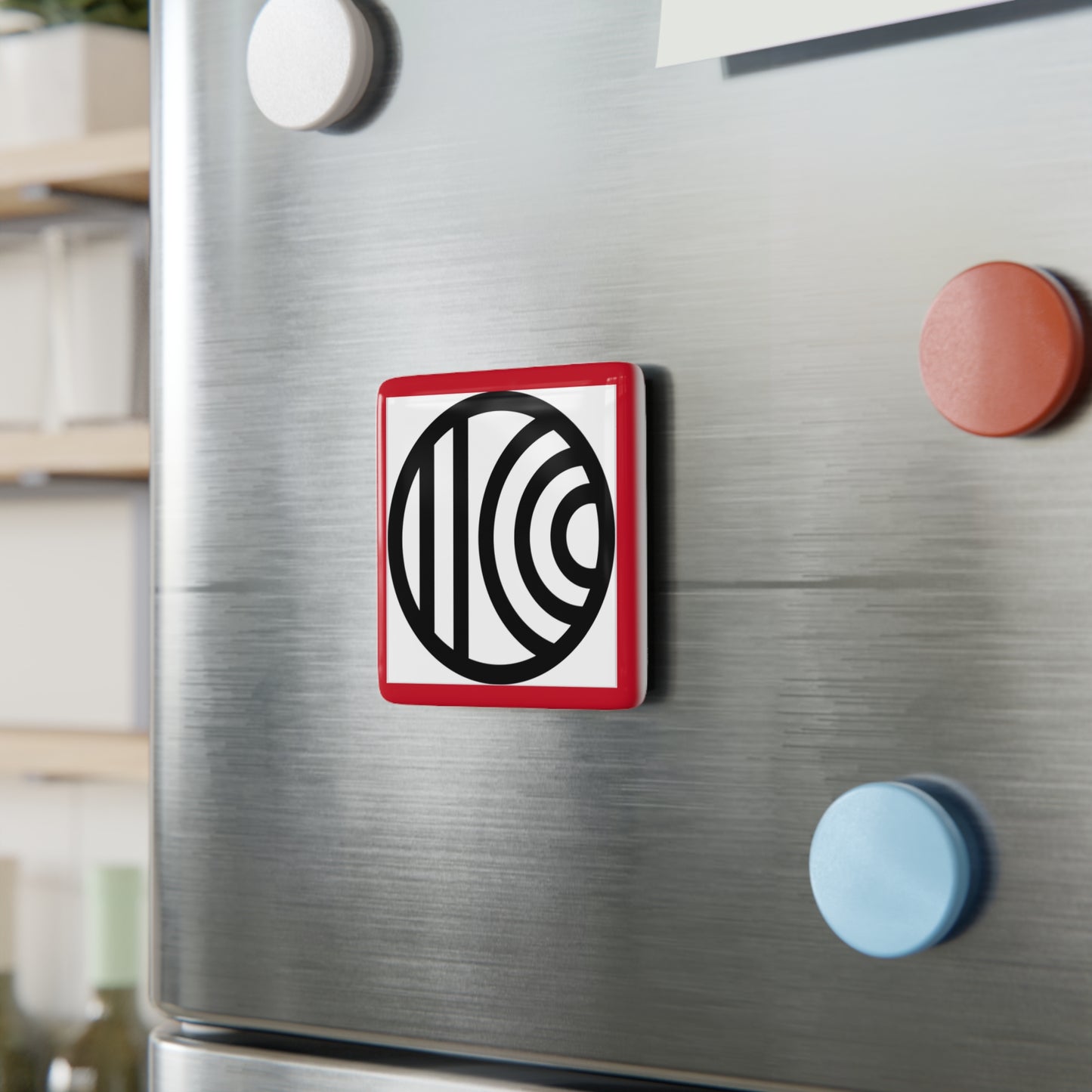 Modern Square Porcelain Magnet - Geometric Design for Stylish Home Decor